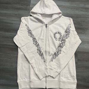 Chrome Hearts White Zip-Up Hoodie